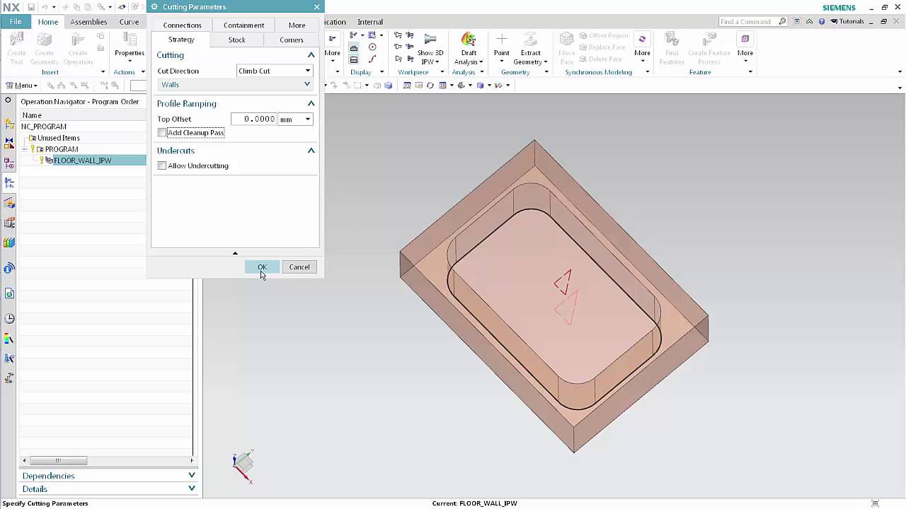 Profile Ramping in Floor Wall Milling in NX CAM