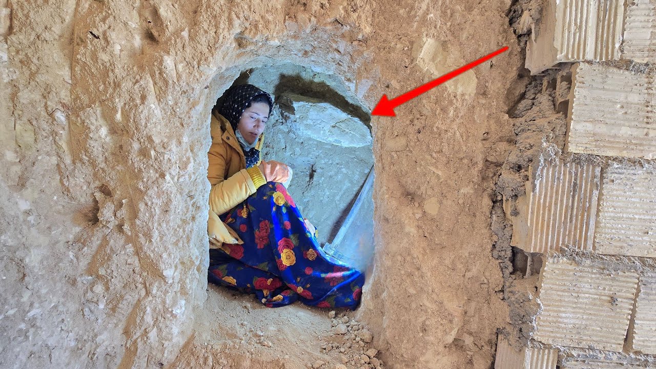 The difficult challenge of a nomadic lady: a large rock in a small space
