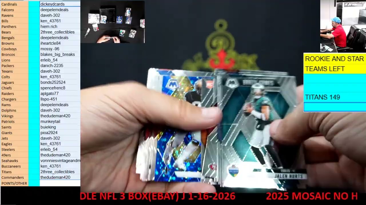 CAJUNBREAKER 2025 MOSAIC NO HUDDLE NFL 3 BOX(EBAY) J 1-16-2026