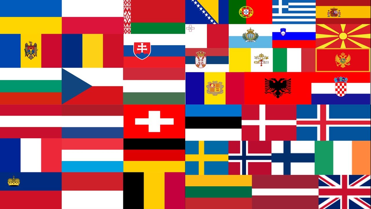 Compilation Europe All History flag animation With Kindoms And Colonials