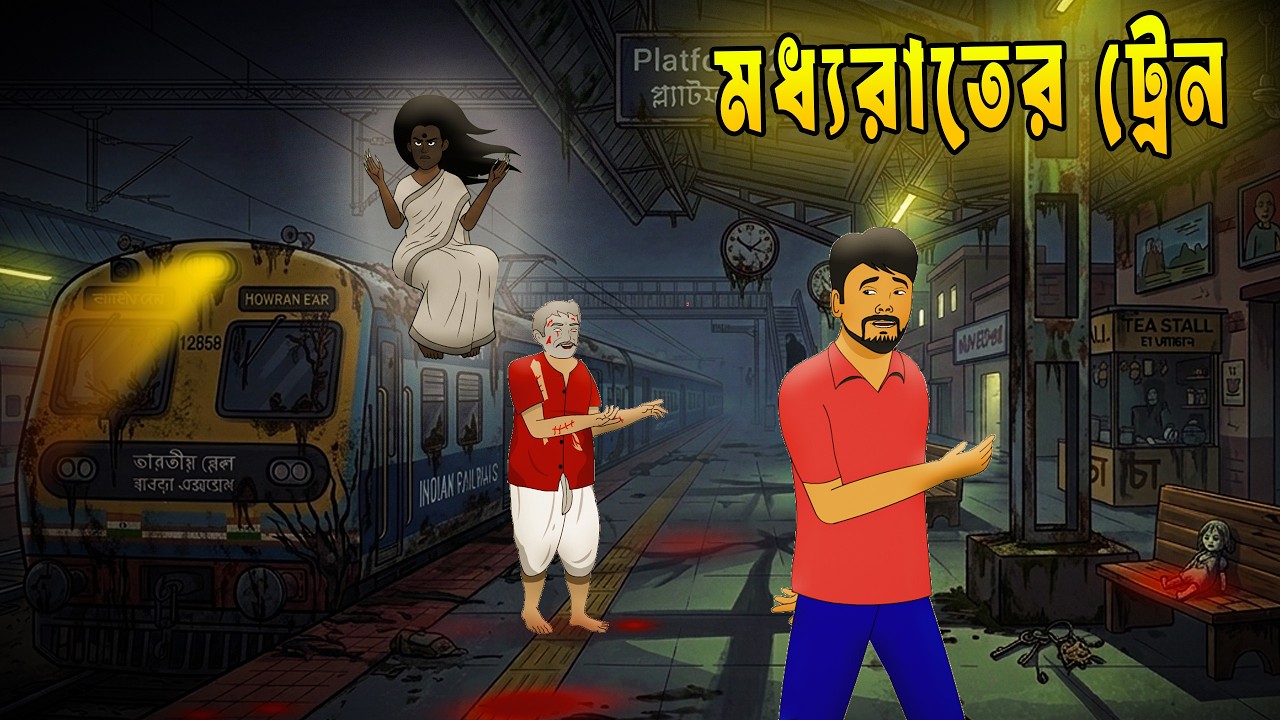 মধ্যরাতের ট্রেন । moddho rater train | bhuter golpo | bangla cartoon | by Amitoons 2.0