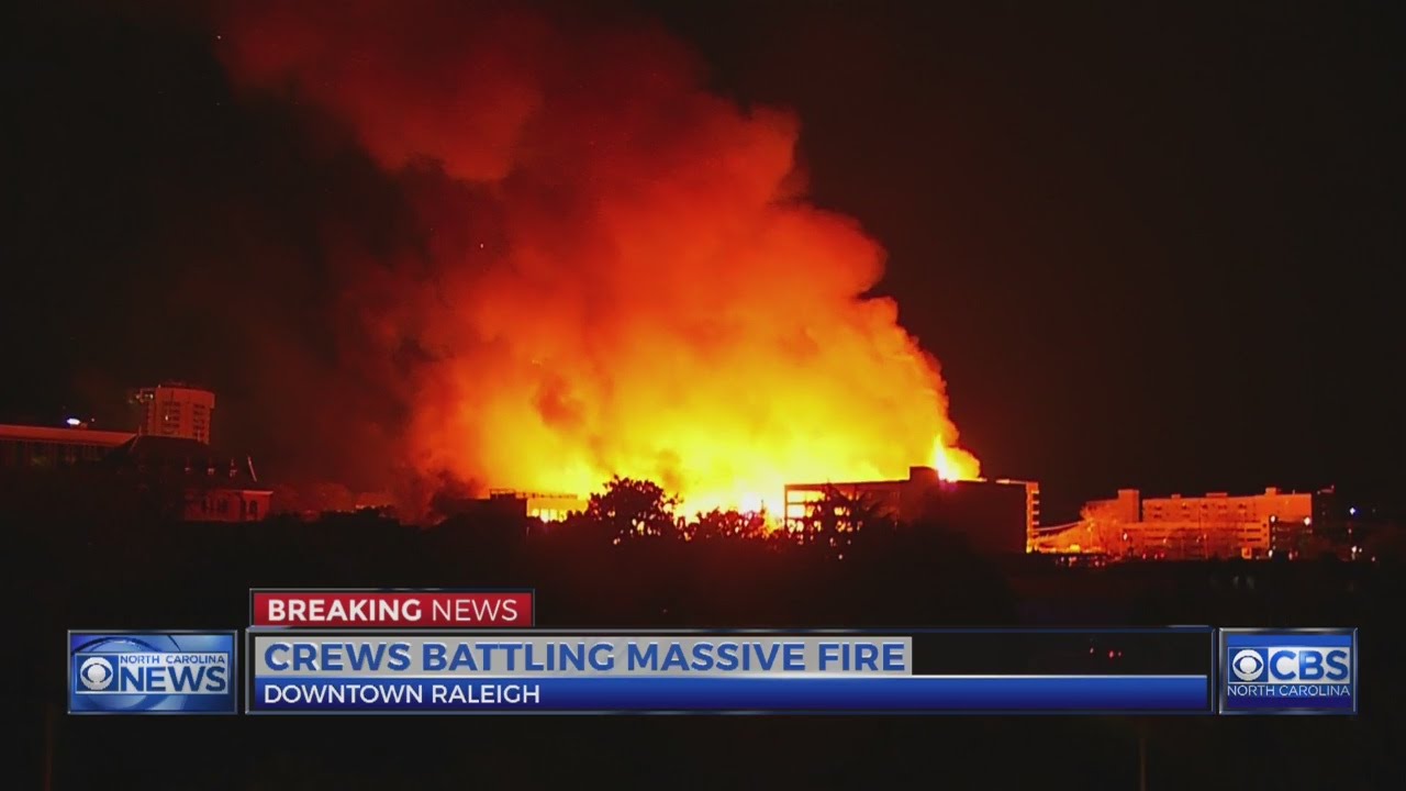 Huge fire burns in Raleigh