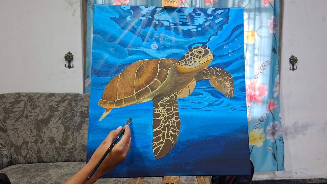Sea turtles acrylic painting