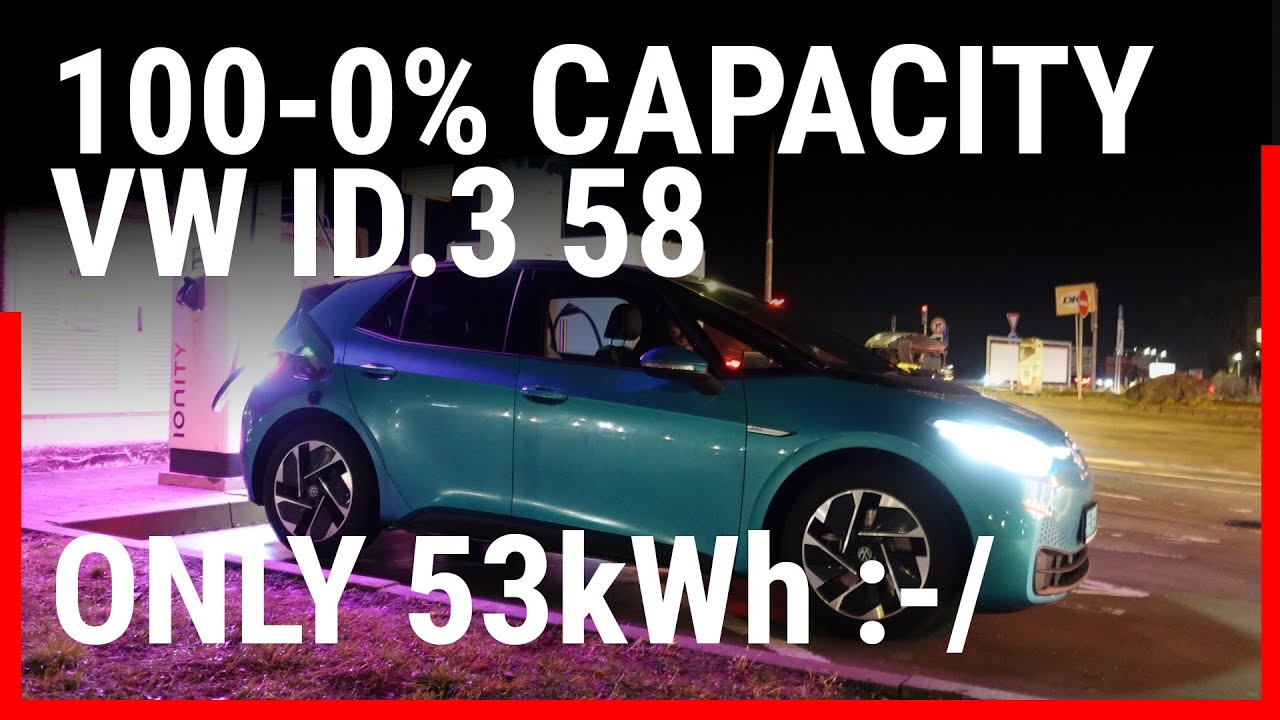 VW ID.3 58kWh battery test 100..0% + charging 0..100% comparison