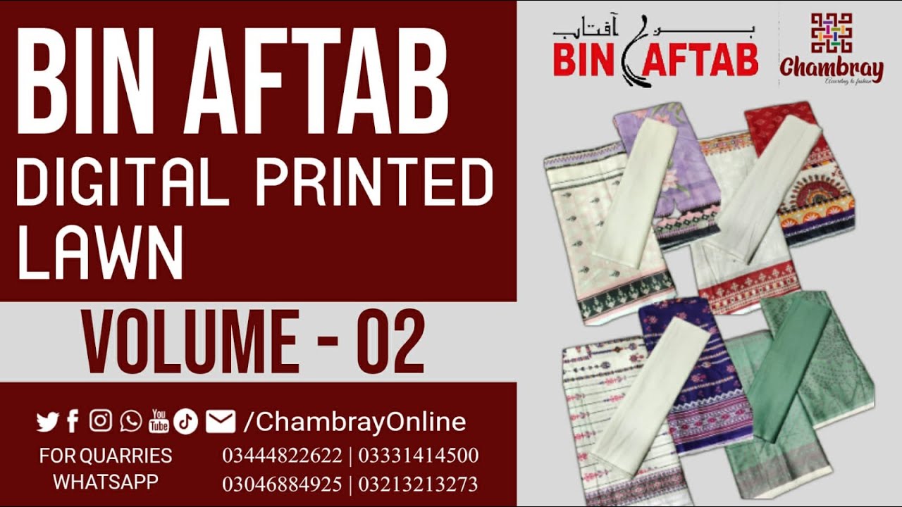 Bin Aftab Digital Printed Lawn 2023 | VOL - 2 | Chambray Studio