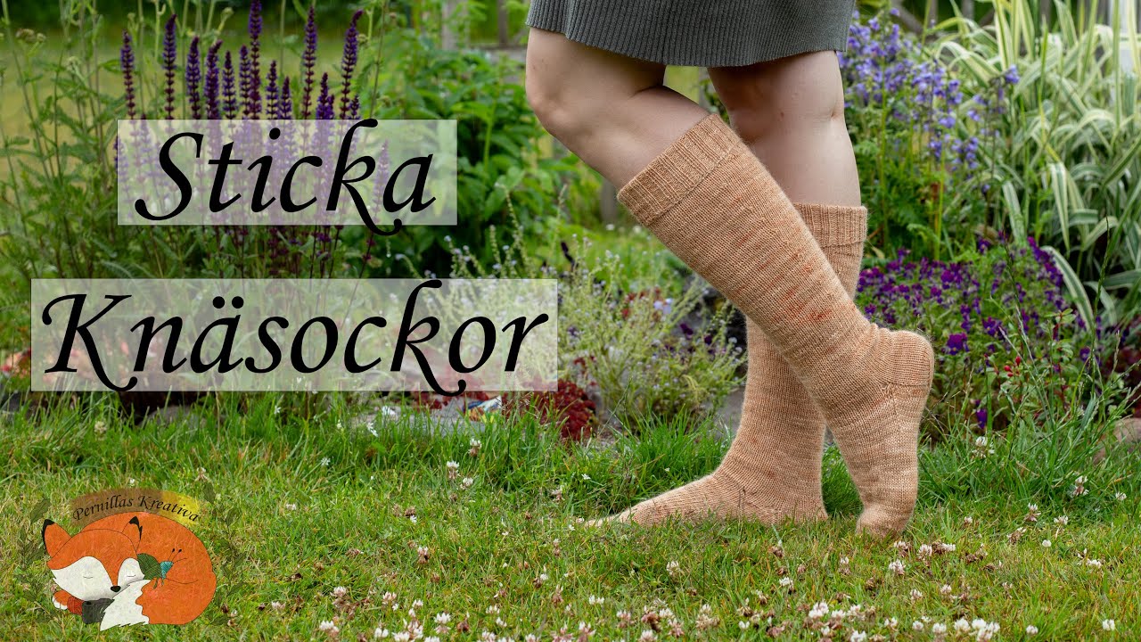 Sticka knäsockor, top-ner, med hällapp