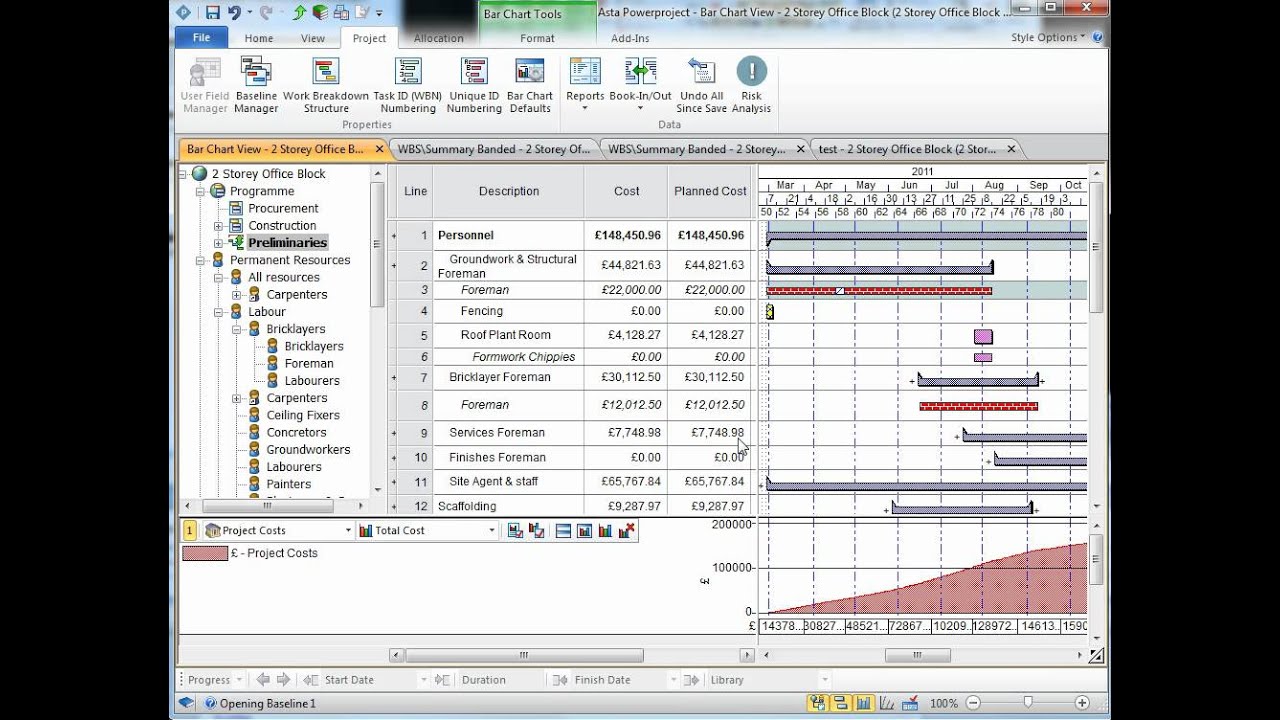 Creating a cashflow with Powerproject