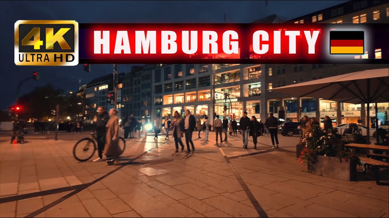 Hamburg Mönckebergstraße Rathausmarkt Alster 4K City Walking Tour with City Sounds