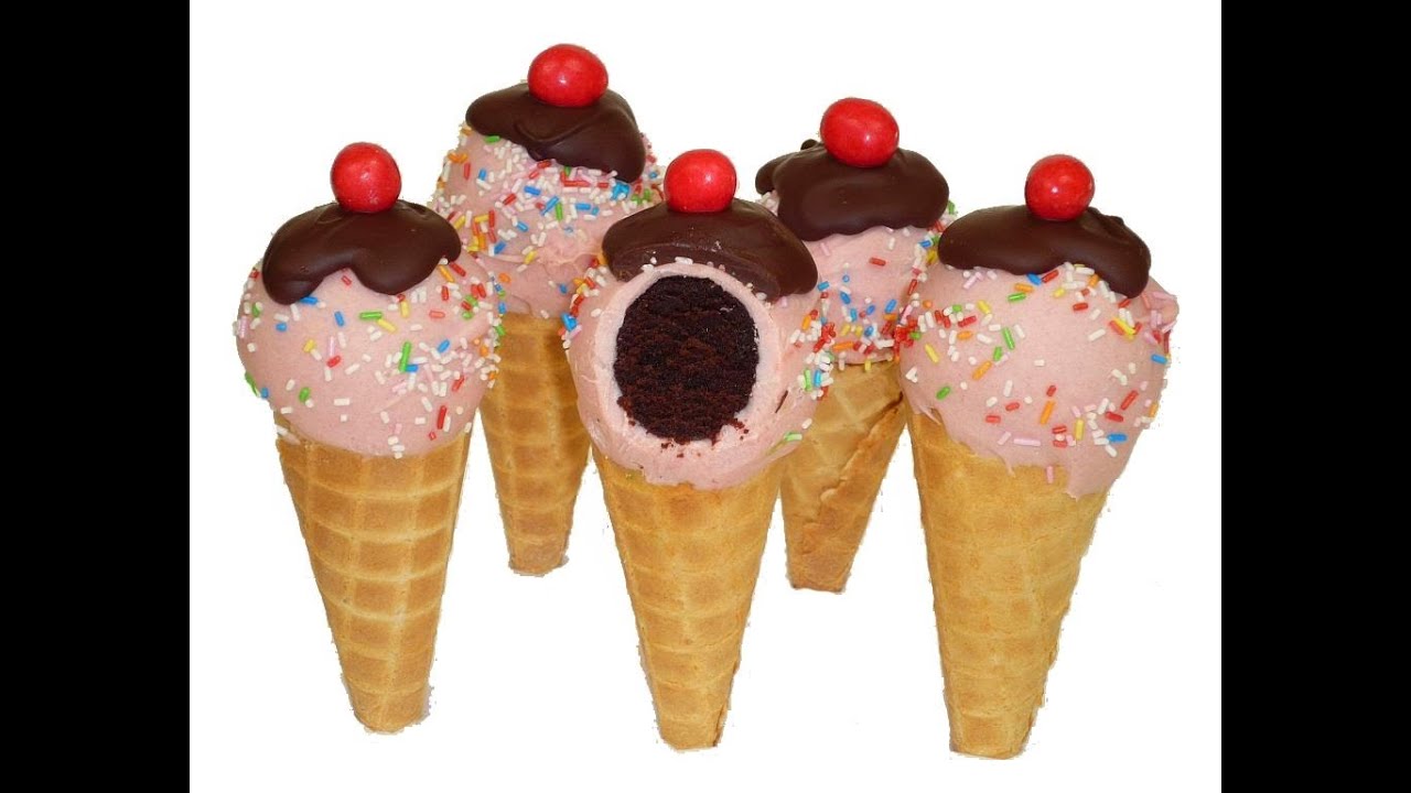 Eiswaffel-Cake Pops (Ice Cream Cone Cake Pops)