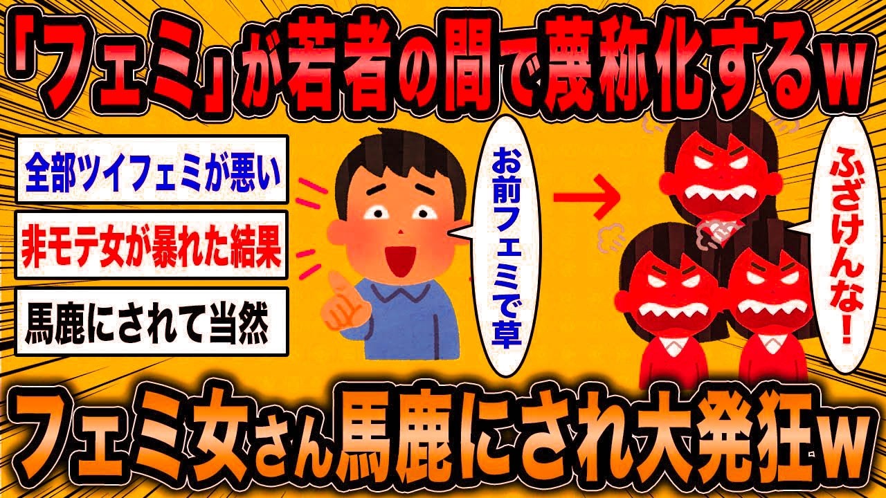 【2ch面白いスレ】学校教師「フェミさんは若者から馬鹿にされてますよw」←フェミ女さん納得できず大暴走ww【ゆっくり解説】修正１