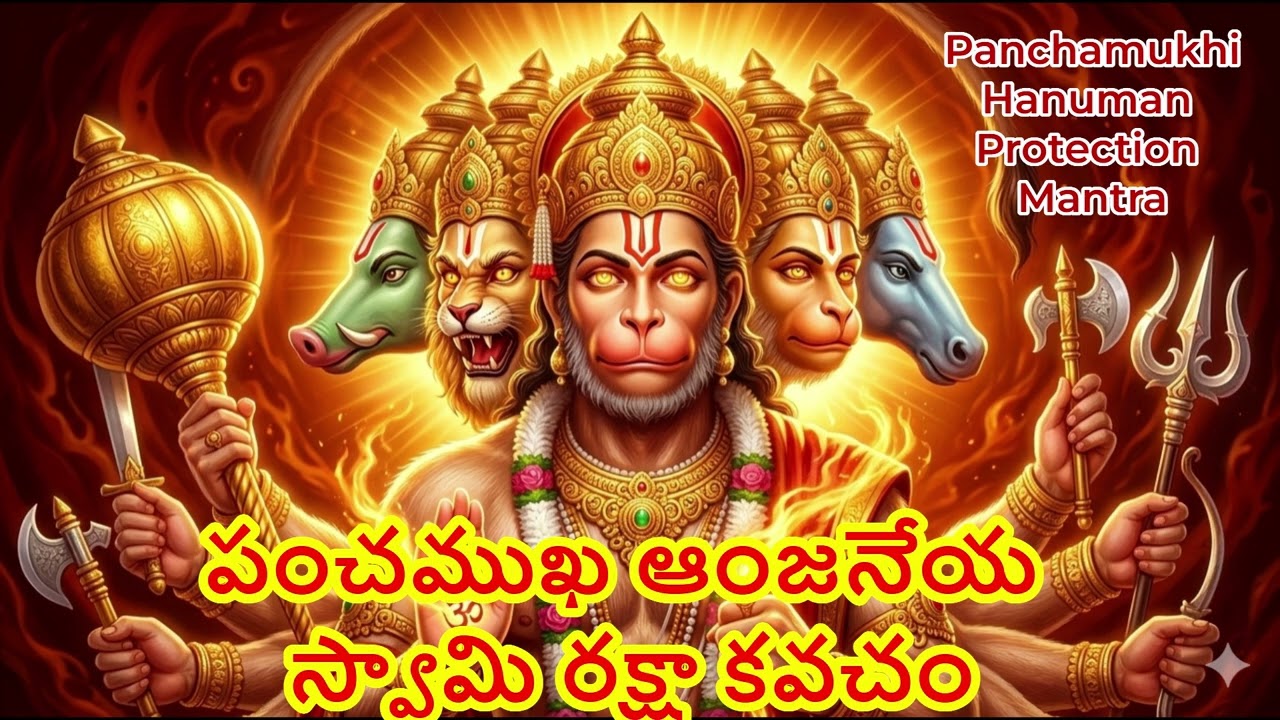 పంచముఖ ఆంజనేయ స్వామి రక్షా మంత్రం 🛡️ | Listening Panchamukhi Hanuman Mantra cure all  fears 100%