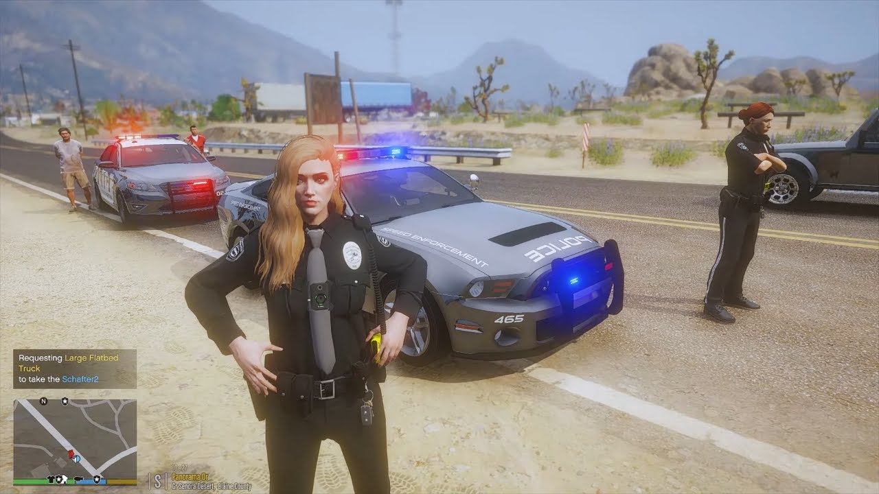 Gta 5 LSPDFR Playing As Seacrest County P.D Female Officer -  Shelby GT Patrol #gta #gta5 #lspdfr