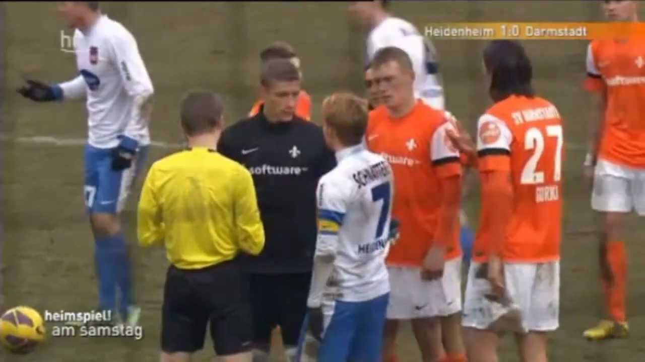 23.02.2013 1. FC Heidenheim - SV Darmstadt 98 | Schiri-Skandal - Gelb-Rot Spielerverwechslung