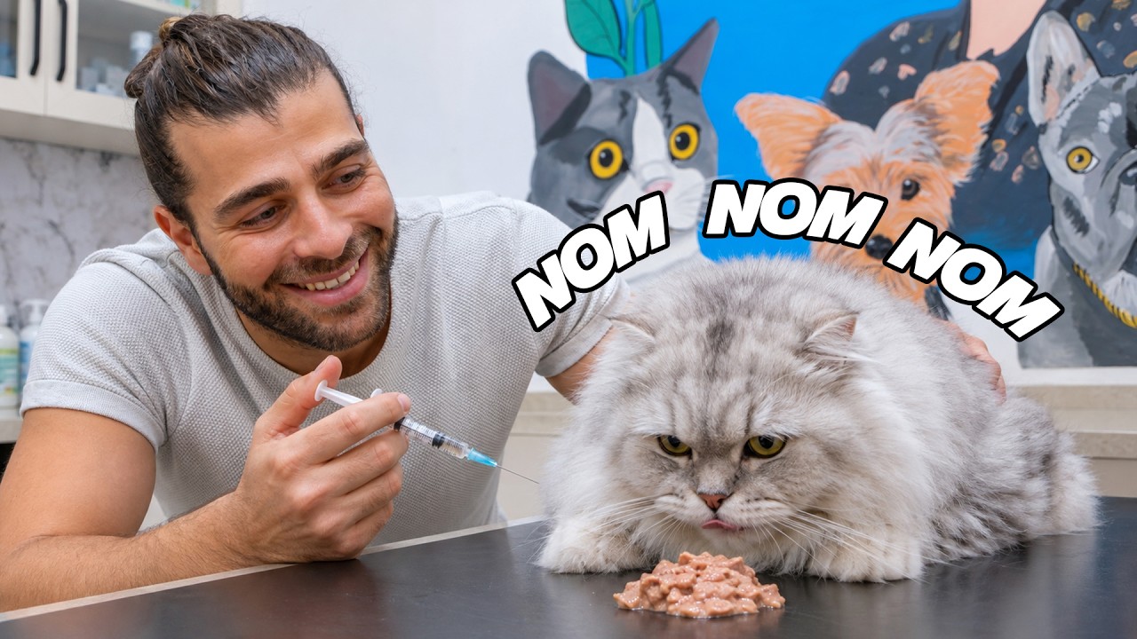Sevimli Kedi Yemek Yerken AŞI Olduğunu Anlamadı Bile! 😹