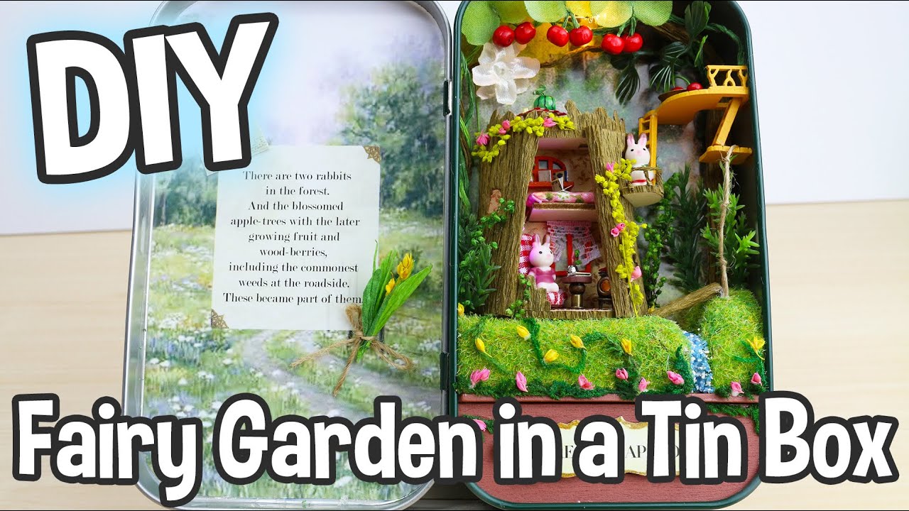 DIY Fairy Garden in a Tin Can Miniature Dollhouse Kit Box Theatre Forest Rhapsody