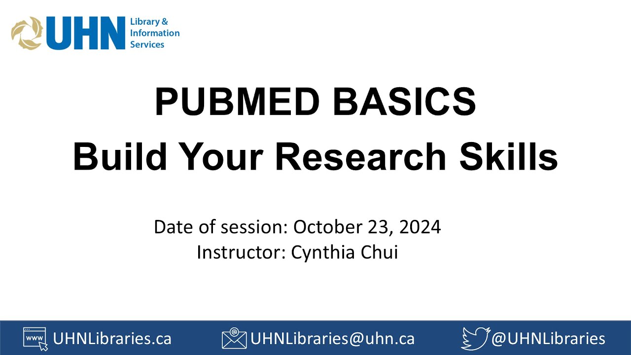 PubMed Basics workshop recording Oct 2024
