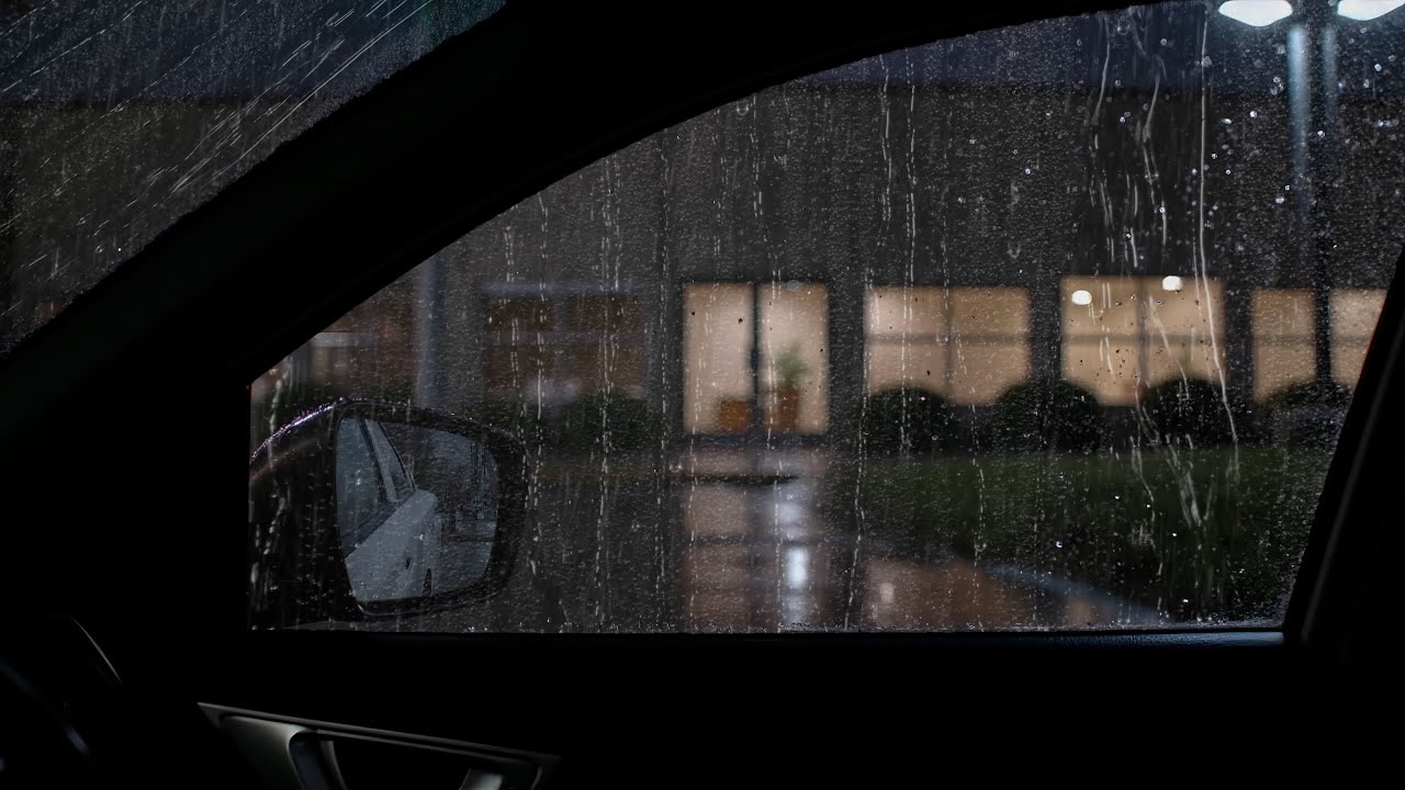A Private Sanctuary with Heavy Rain Pounding in Car - Deep Sleep and Total Relaxation