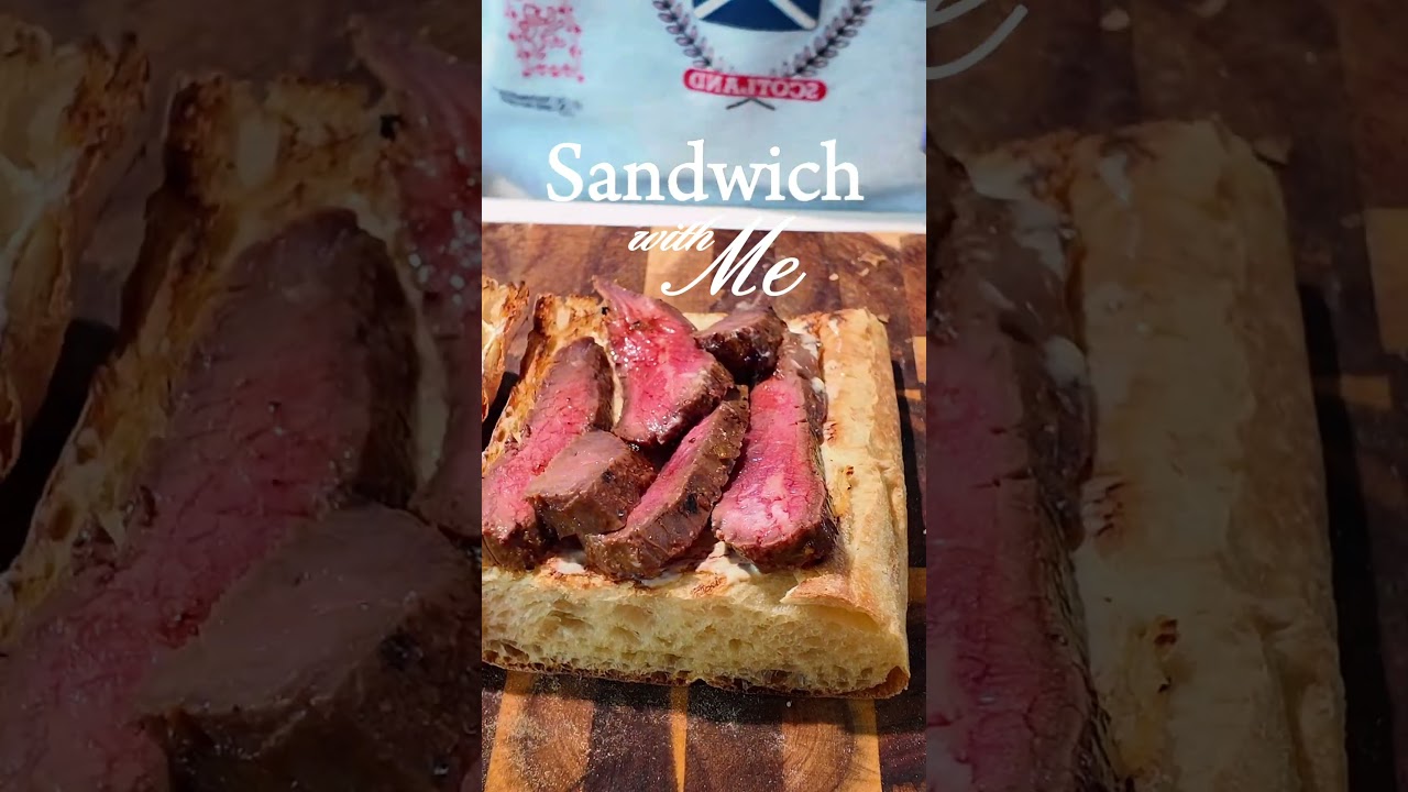 Red miso marinated steak with green yuzu kosho aioli on ciabatta bread!