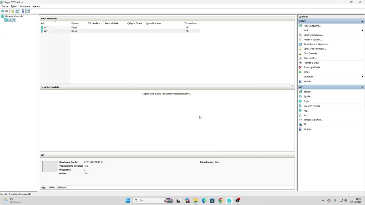 HYPER-V EXPORT & İMPORT İŞLEMLERİ