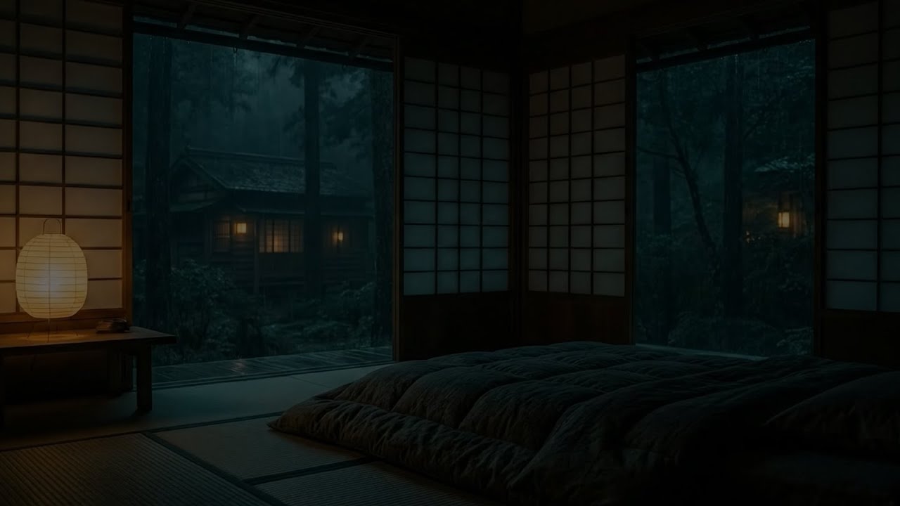 Peaceful Night Rain in a Japanese Cabin 🏯 Perfect Rain Sounds for Deep Sleep
