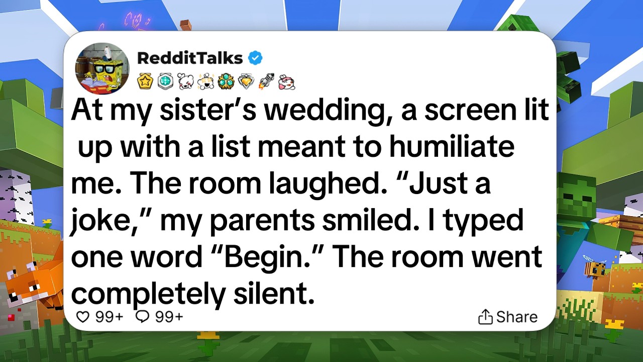 At my sister’s wedding, a screen lit up with a list meant to humiliate me. The room laughed...