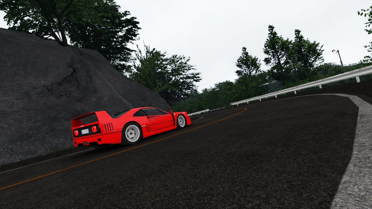 Assetto Corsa, time attack on kr Myogi in Ferrari F40, a 3:55