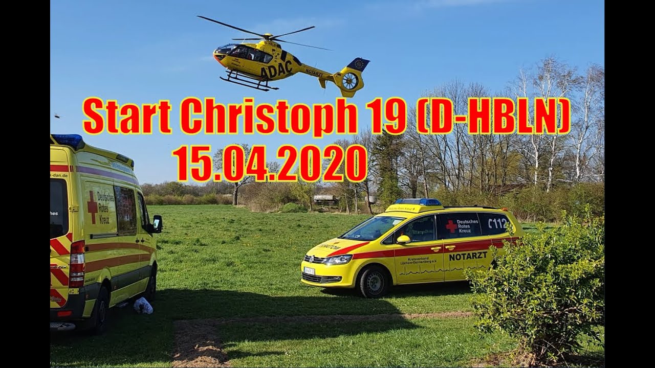 Start Christoph 19 (D-HBLN)  nahe L&uuml;chow 15.04.2020