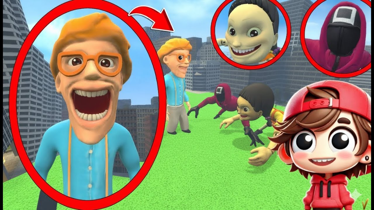 My drone CATCHES BLIPPI vs SQUID GAME DOLL SHIN TAPES GIANT in REAL LIFE in Garry's Mod