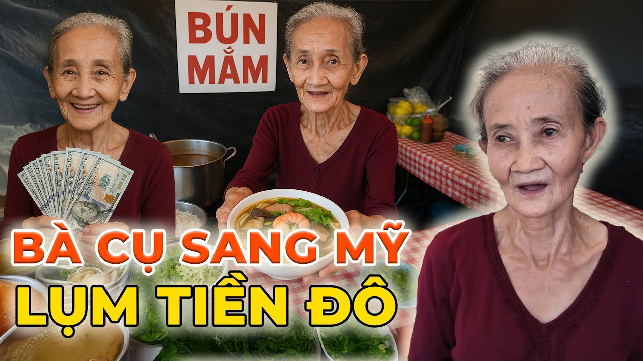 Bà cụ 70 tuổi XUẤT NGOẠI đi Mỹ bán BÚN MẮM khu CHỢ ĐÊM NGƯỜI VIỆT kiếm tiền đô về Việt Nam