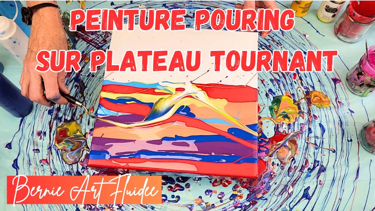 Comment créer des effets avec la Peinture Pouring et un plateau tournant? #acryliquefluide N°244