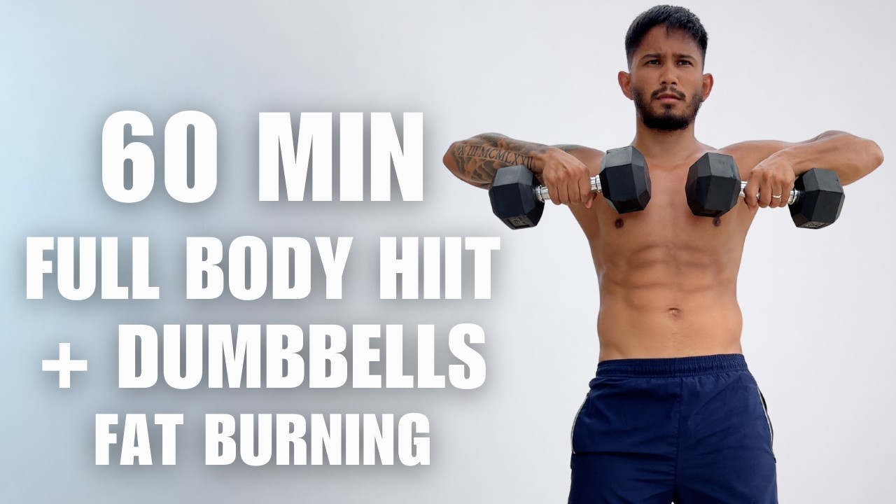 60 Min Full Body HIIT + Dumbbells | No Repeat Home Workout | Burn Fat & Build Muscle