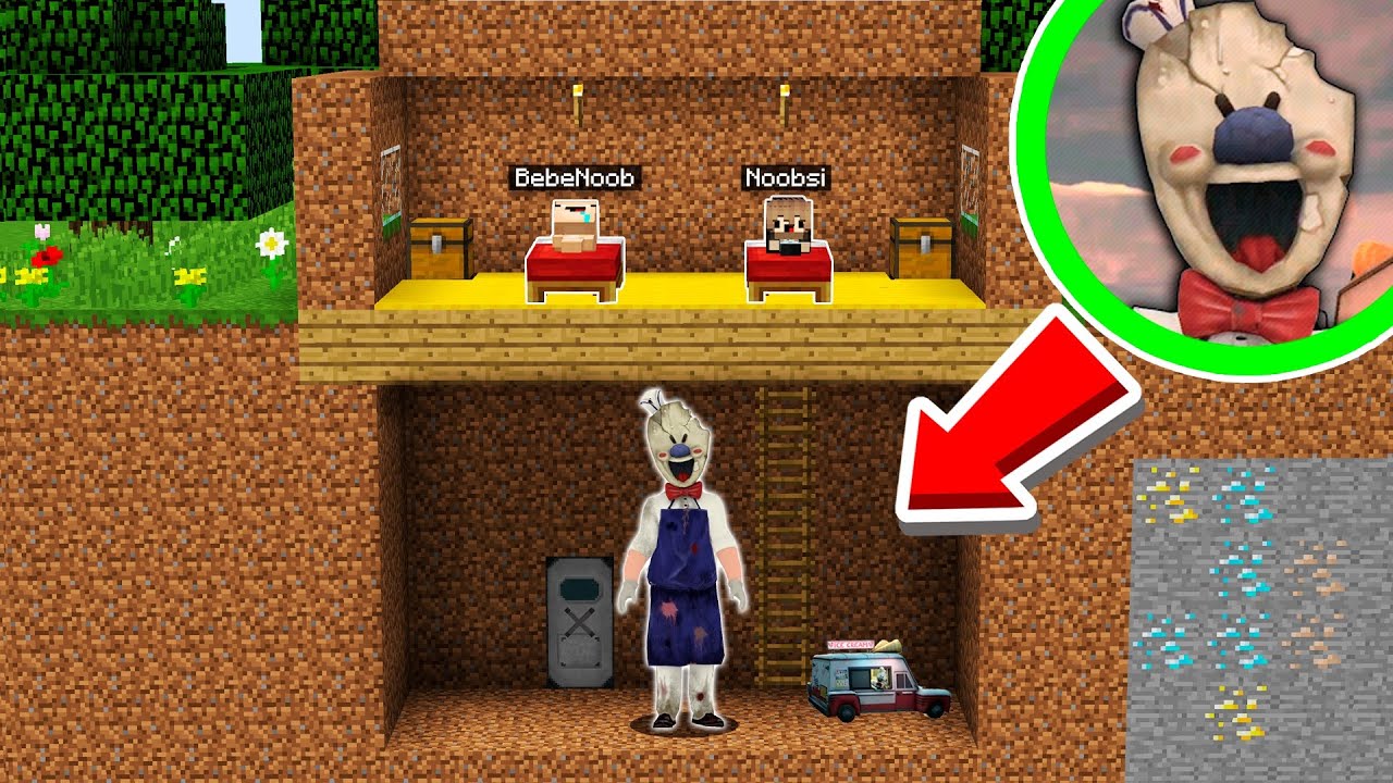 EL HELADERO CREEPYPASTA APARECE DEBAJO DE MI CAMA😱 😭 - MINECRAFT NOOB VS PRO - ICE SCREAM