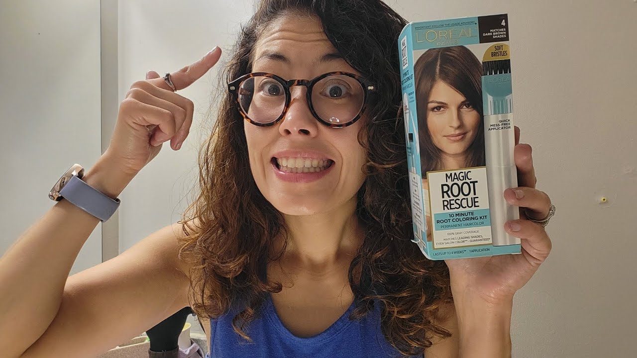 DIY root touch up with Loreal for gray coverage! #momsonabudget #hairdye #haircoloring
