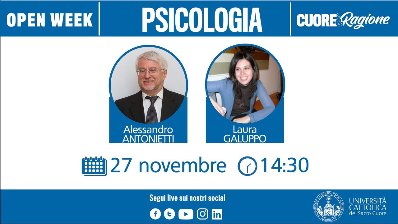 🔴 #27novembre – 14.30. Seguite live la presentazione della Facoltà di Psicologia.