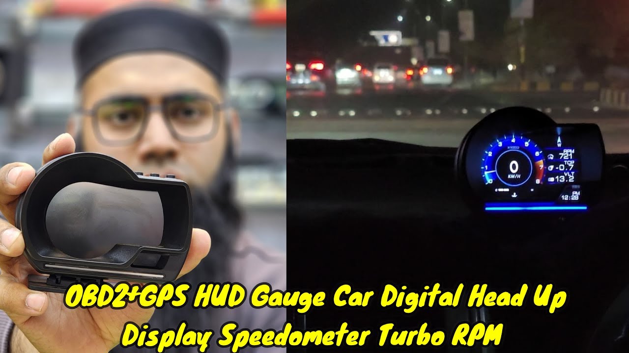 OBD2+GPS HUD Gauge Car Digital Head Up Display Speedometer Turbo RPM Alarm #obd2 #gps #lcd #hud