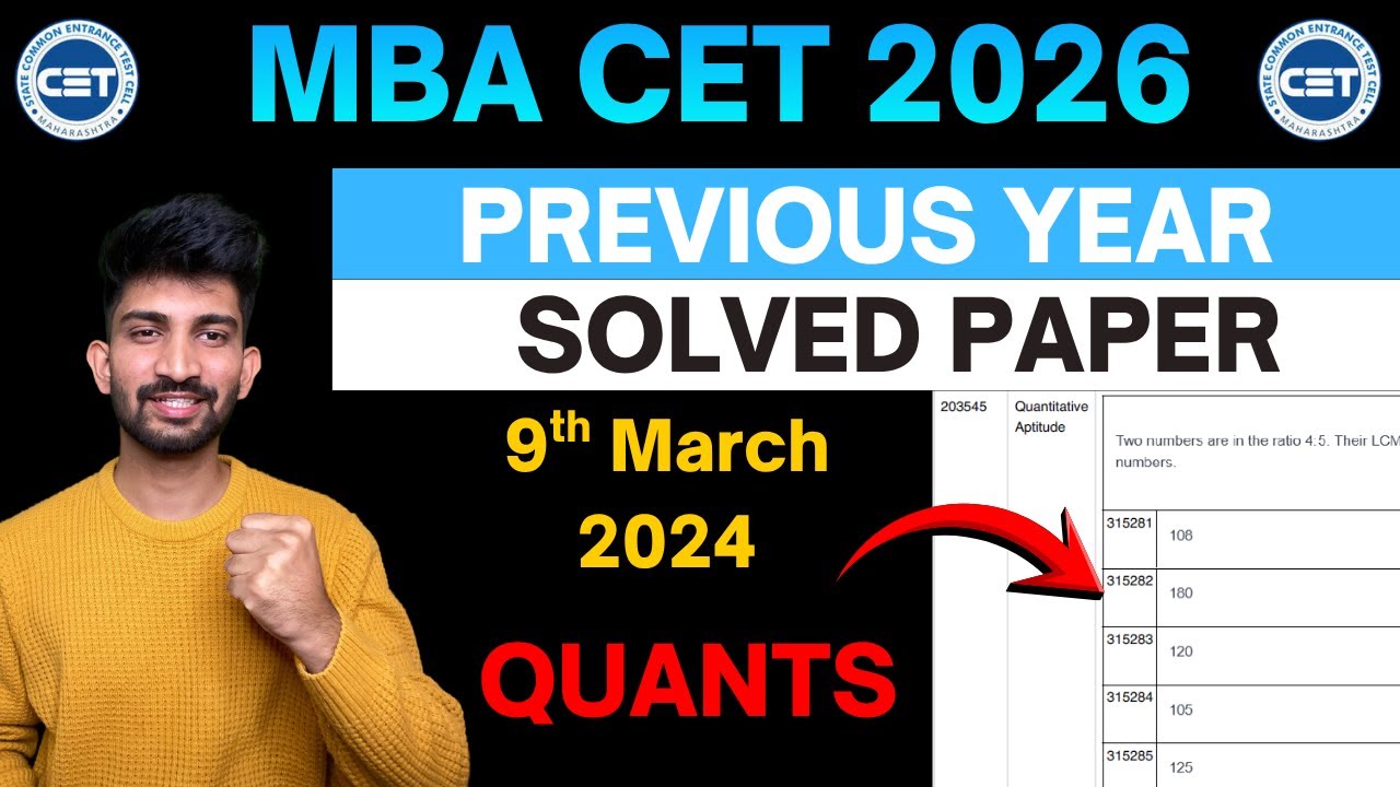 Mba Cet Slot 1 Solved Question paper  | MBA CET 2026 Preparation