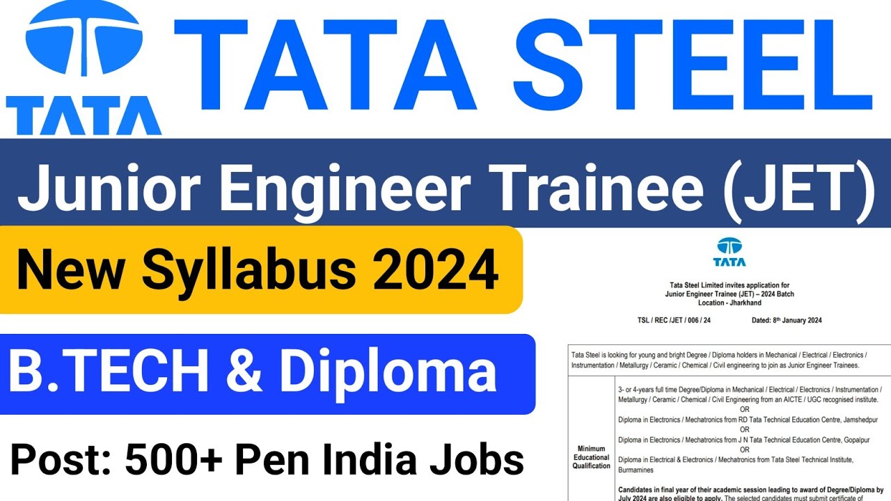Tata Steel JET Syllabus 2024 || tata steel junior engineer syllabus for all branches |