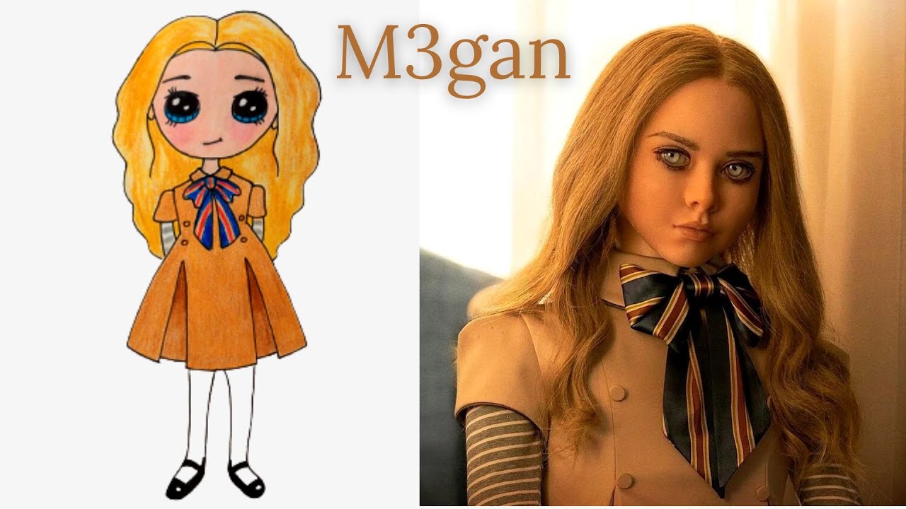 How to Draw M3gan Doll step by step | Cute drawings