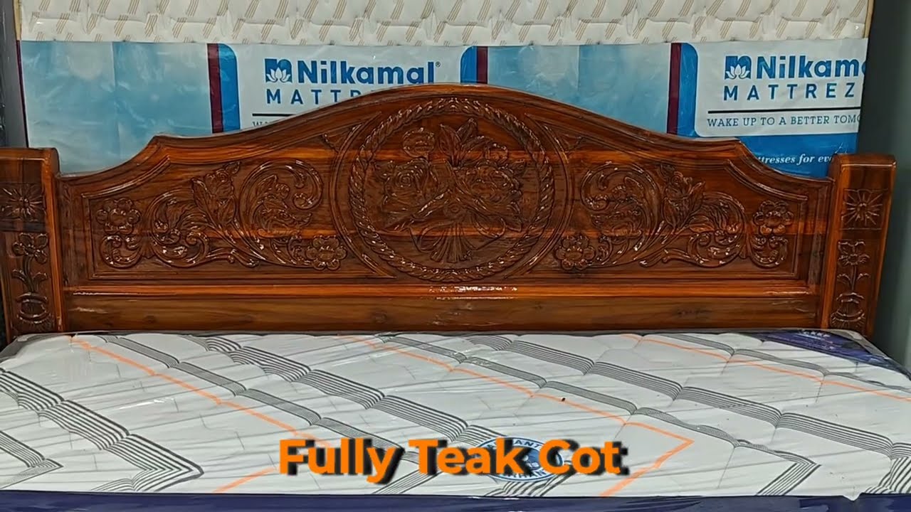 Full Teak Wooden Cot || Flower Design King size cot  || N Furniture World Penamaluru, Vijayawada.