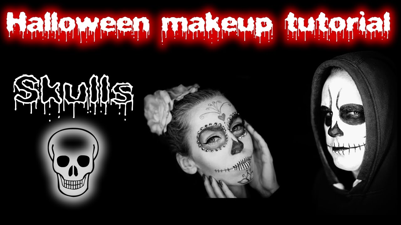 Skulls Halloween makeup tutorial | ♥ Sugar skull ♥ | Lebkouni | Maska lebky