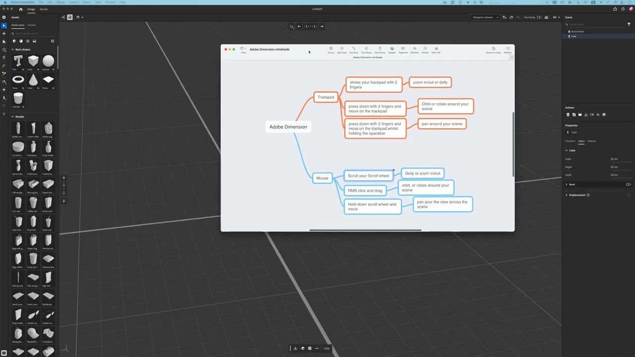 Navigating around your scene in Adobe Dimension