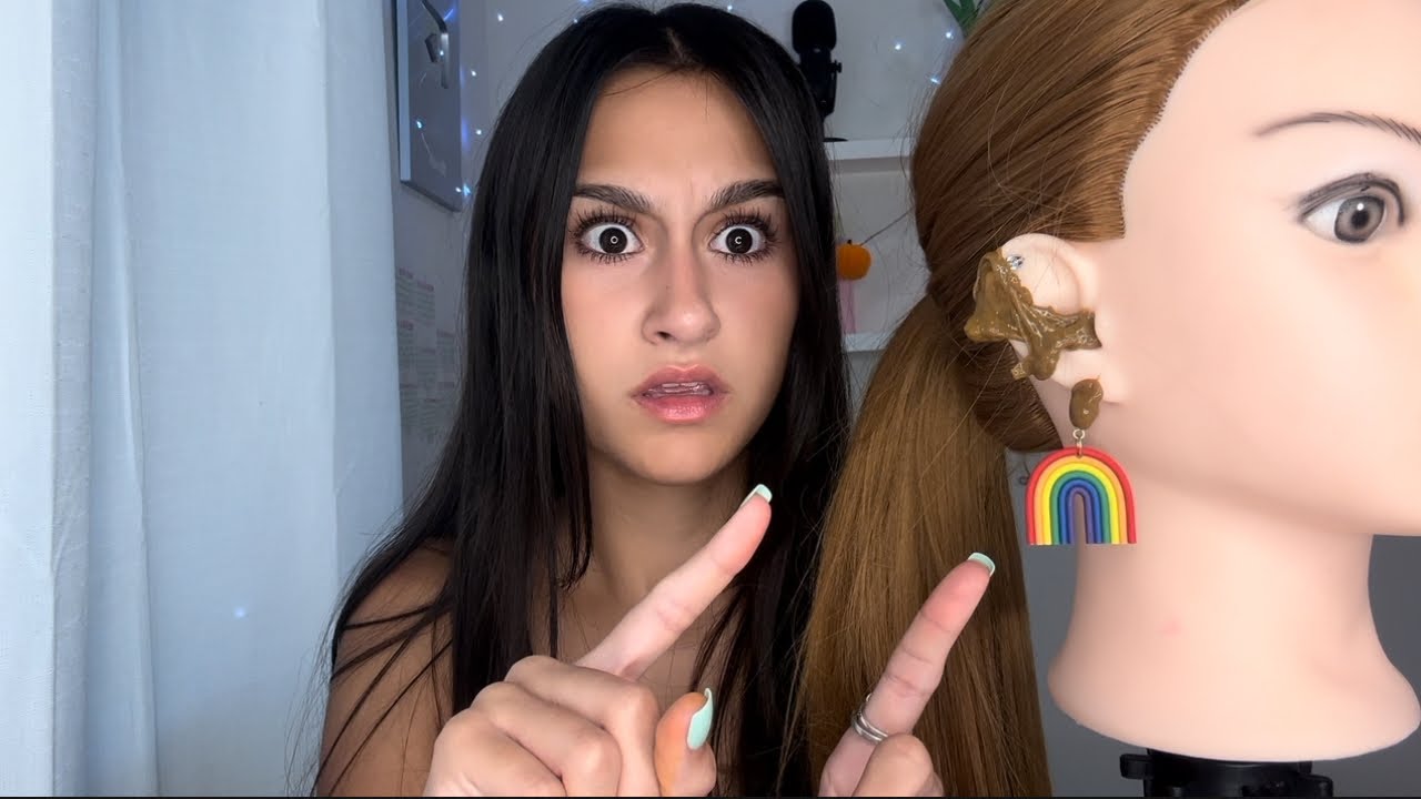 ASMR| Nice piercer fixes your infected ear and gives you a new piercing one🤢
