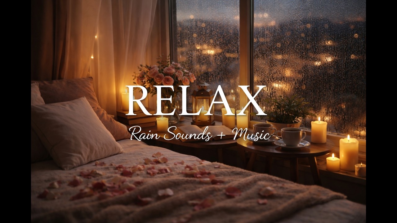 Rainy Night Sleep Music with Soft Candleglow | Relaxation & Stress Relief