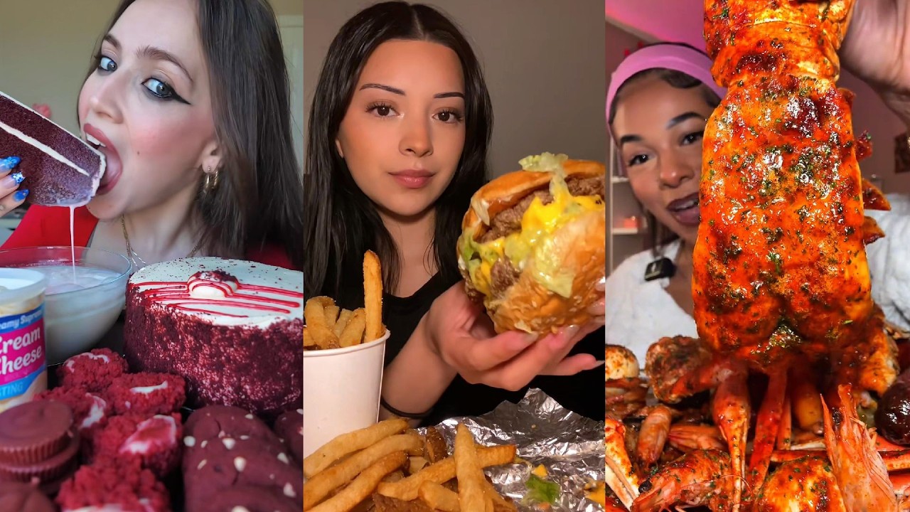 TIKTOK Mukbang Compilation | CRUMBL, Five Guys, Wingstop, McDonald's & More!
