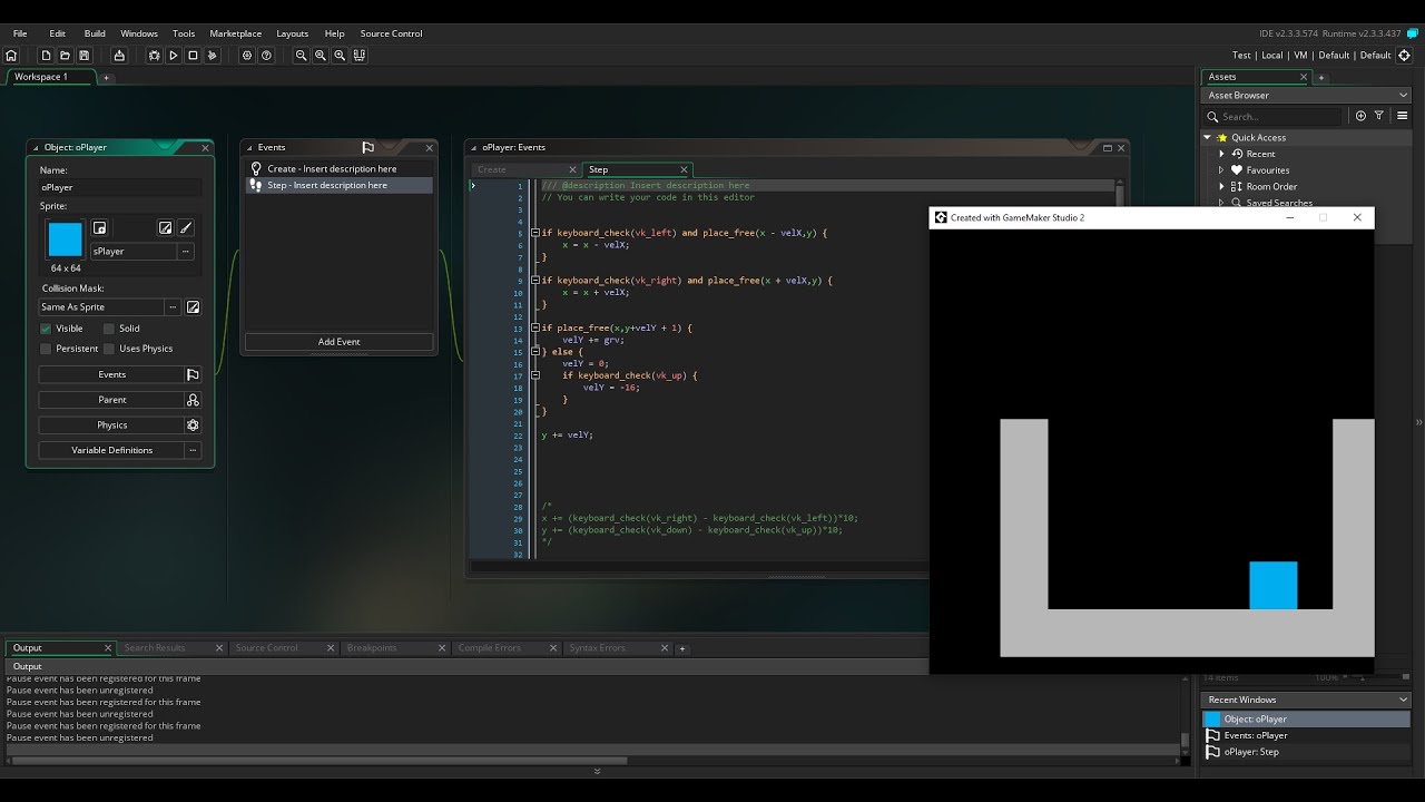 Game Maker Studio 2. Colisiones y gravedad.
