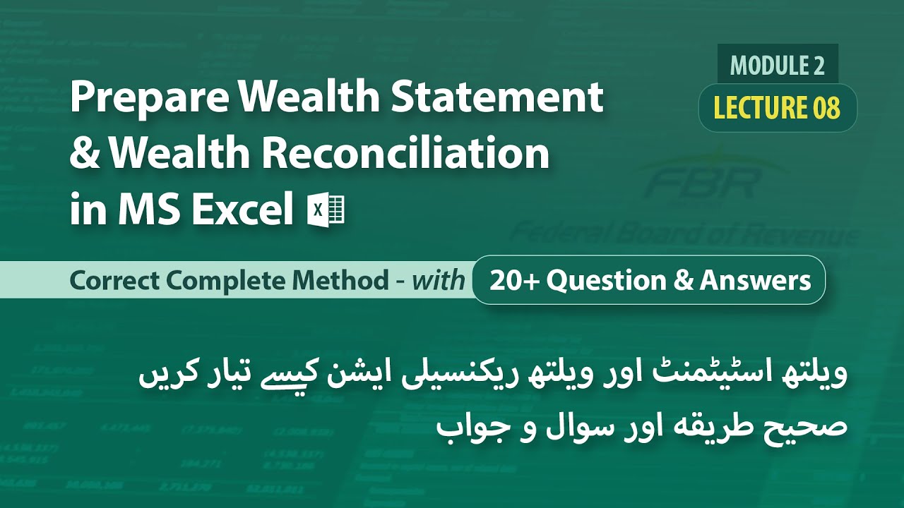 Correct Method . Wealth Statement & Reconciliation . 20+FAQs