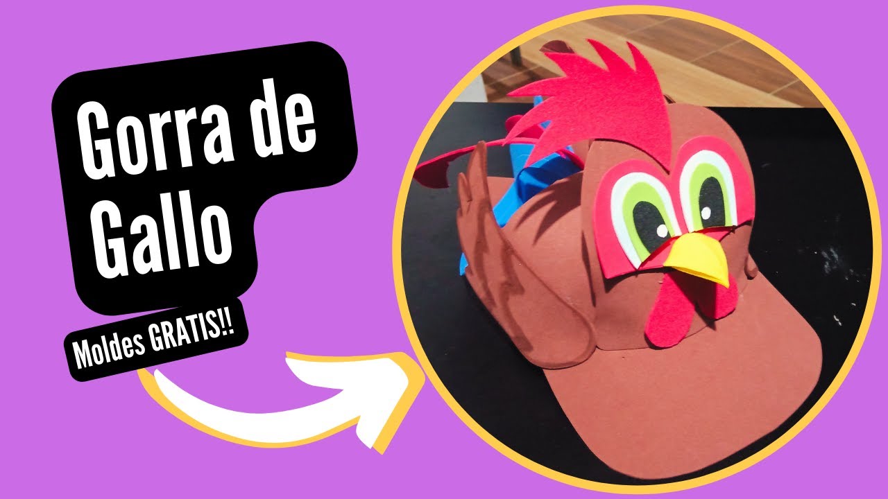 Gorra de Gallo de foami / Gorra de animalitos en goma Eva o foamy / #primavera #aula #art #dyd