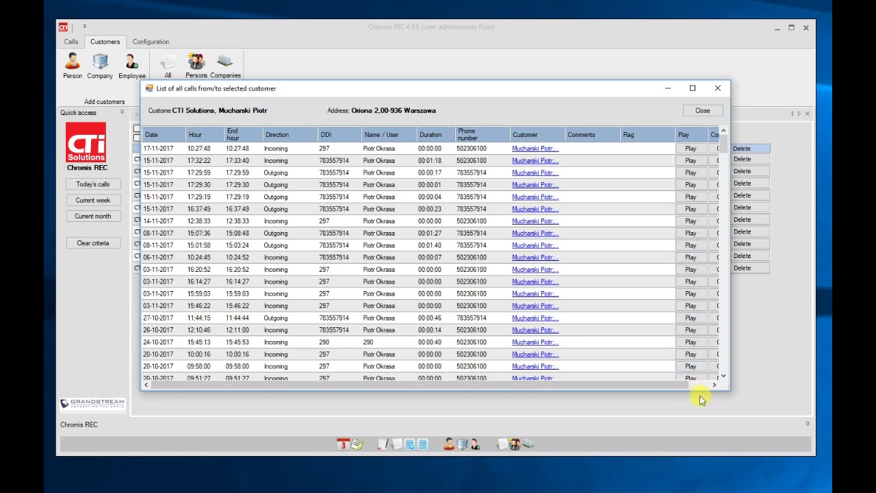 Chromis REC for Grandstream UCM - software presentation