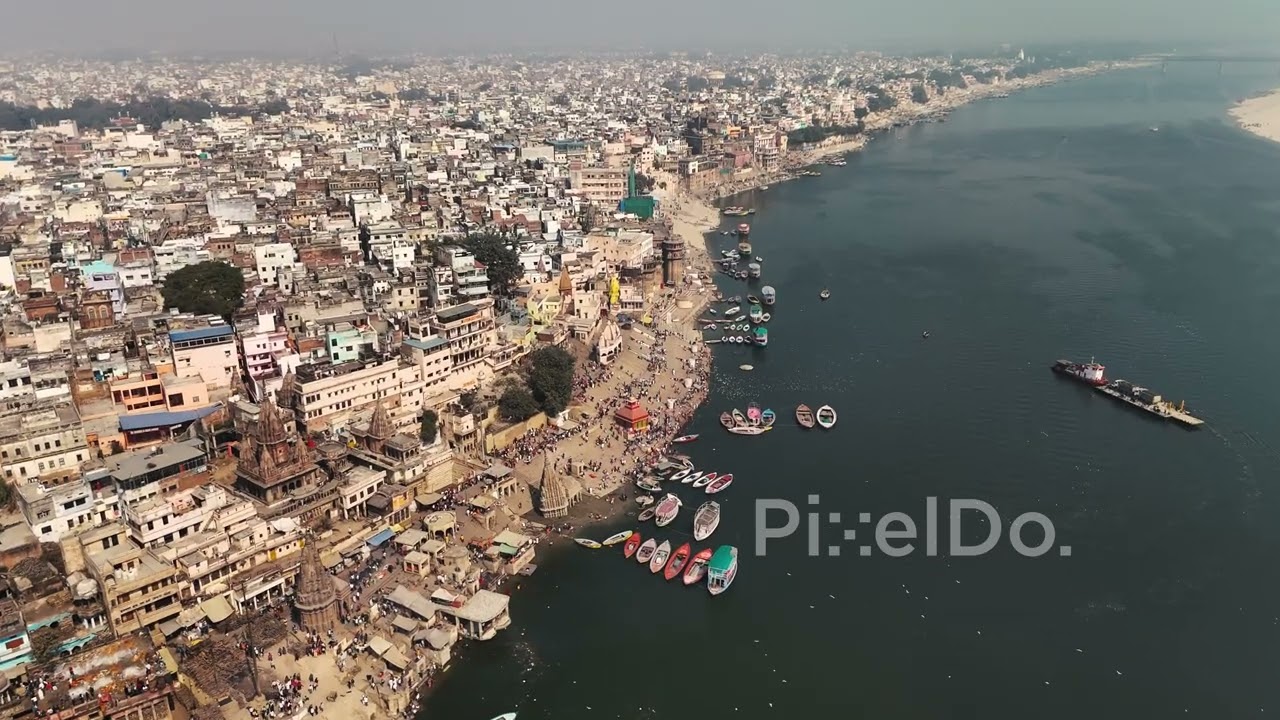 PD0656y Prayagraj Drone Video - Banaras Kashi Aerial View | Varanasi Drone Shot