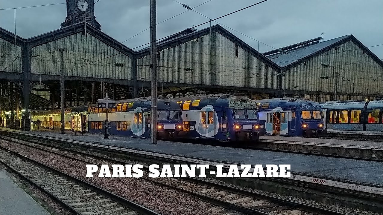 Une après-midi à Paris Saint-Lazare avec une variété de train (Ligne transilien L et J, Intercités)